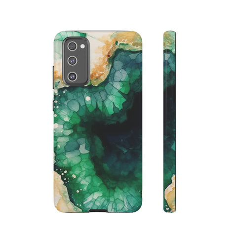Green Geode in Watercolor - Impact Resistant Phone Case Samsung Galaxy S20 FE Glossy